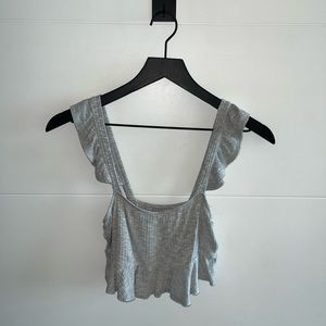 Urban Outfitters Grey Ruffle Crop Top